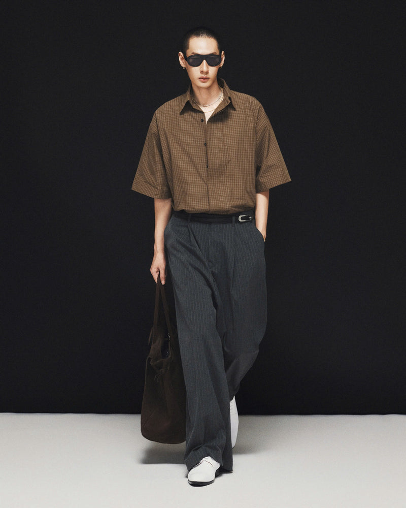 GREY STRIPED AXIS TROUSERS