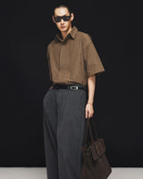 GREY STRIPED AXIS TROUSERS