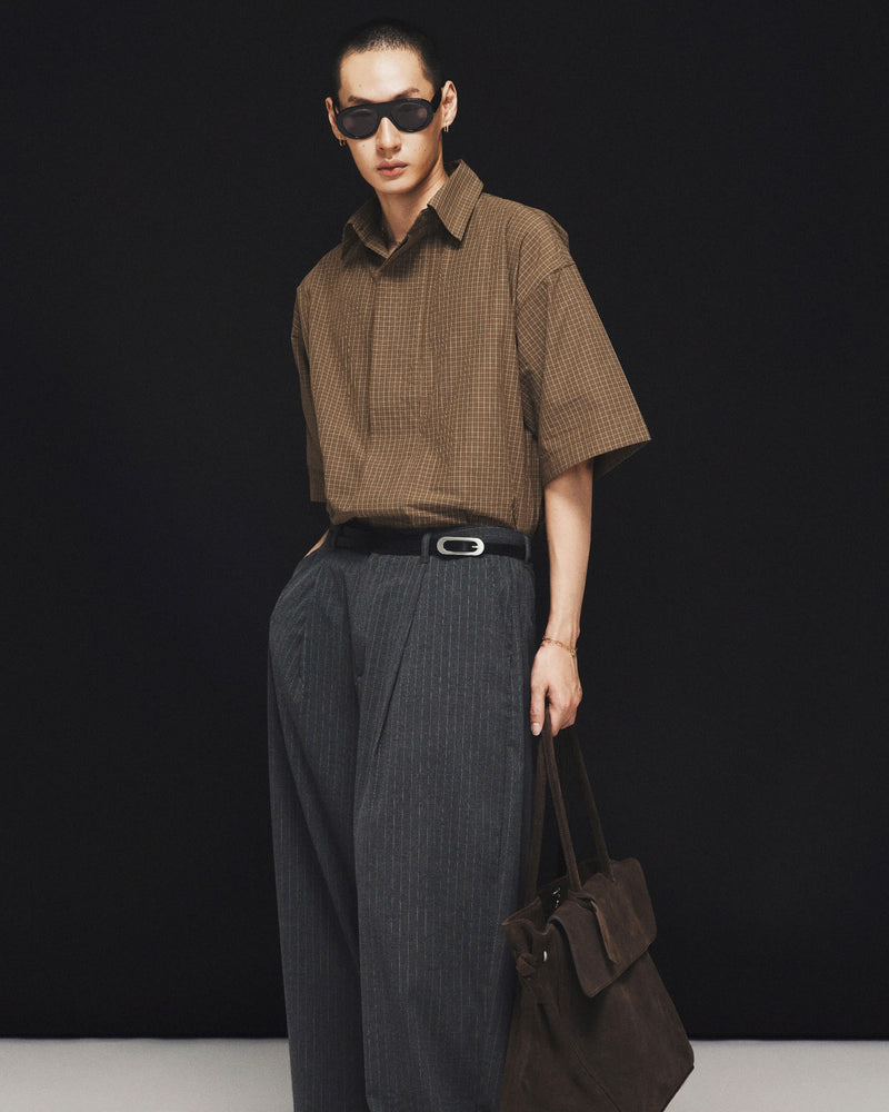 GREY STRIPED AXIS TROUSERS