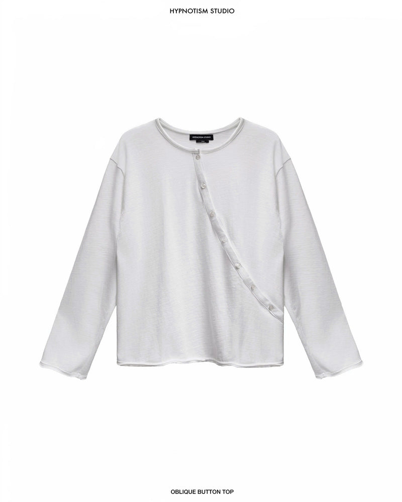 WHITE OBLIQUE BUTTON TOP