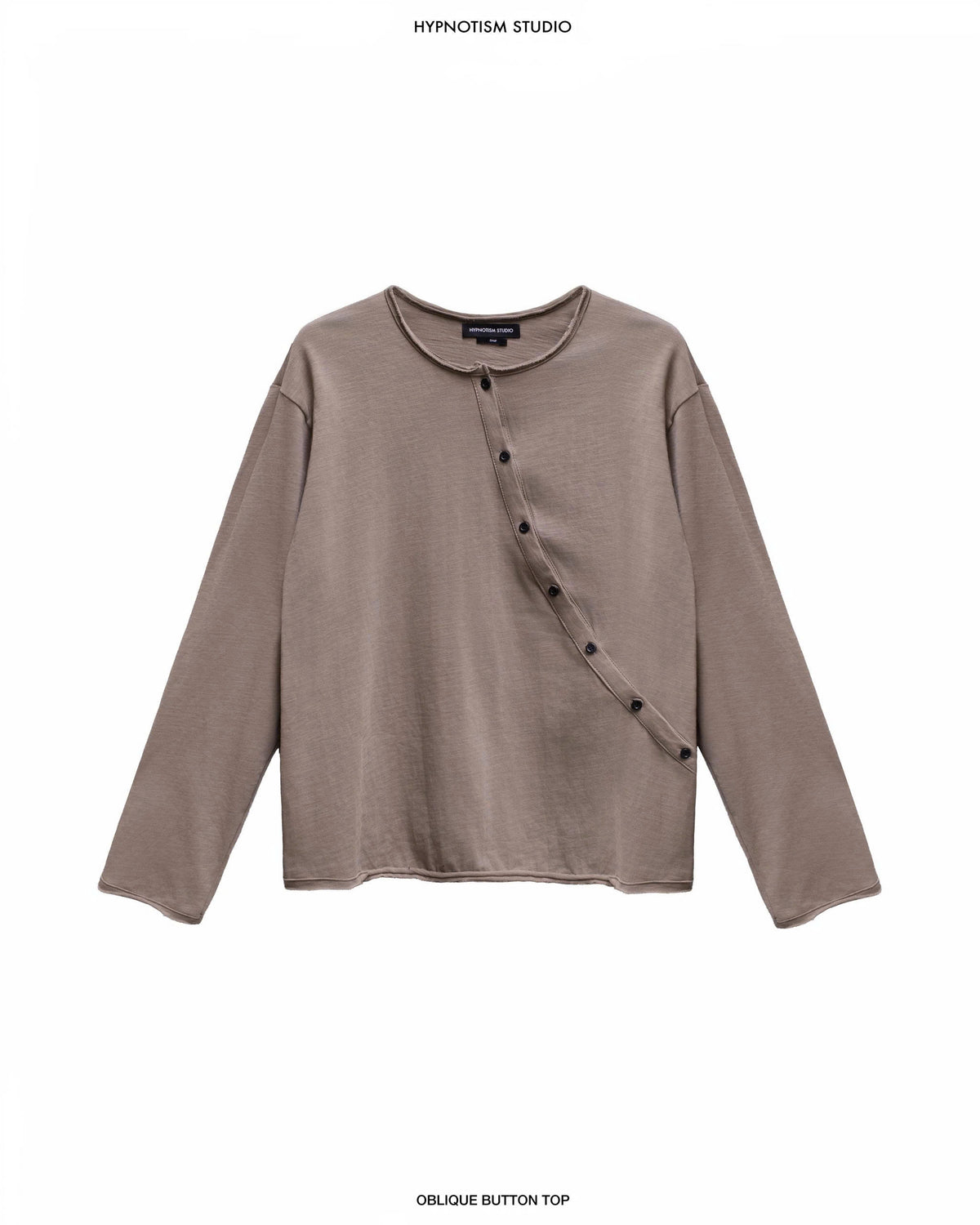 MOSS GREY OBLIQUE BUTTON TOP