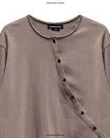 MOSS GREY OBLIQUE BUTTON TOP