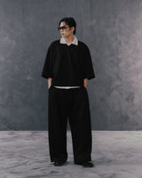 BLACK PLEATED SWEAT PANTS