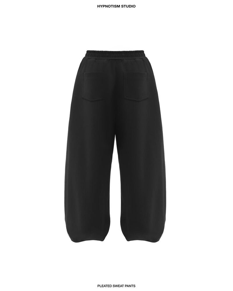 BLACK PLEATED SWEAT PANTS