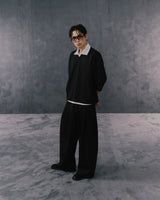 BLACK PLEATED SWEAT PANTS