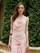 PINK SIDE KNOT MAXI DRESS