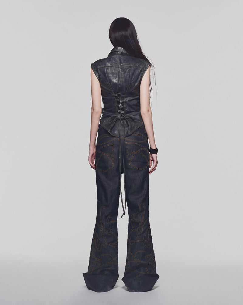 AGED FOLDOVER FLARE JEANS