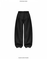 BLACK RELAXED PLEATED TROUSERS