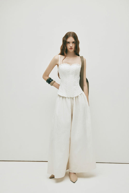 WHITE FLARED PANTS
