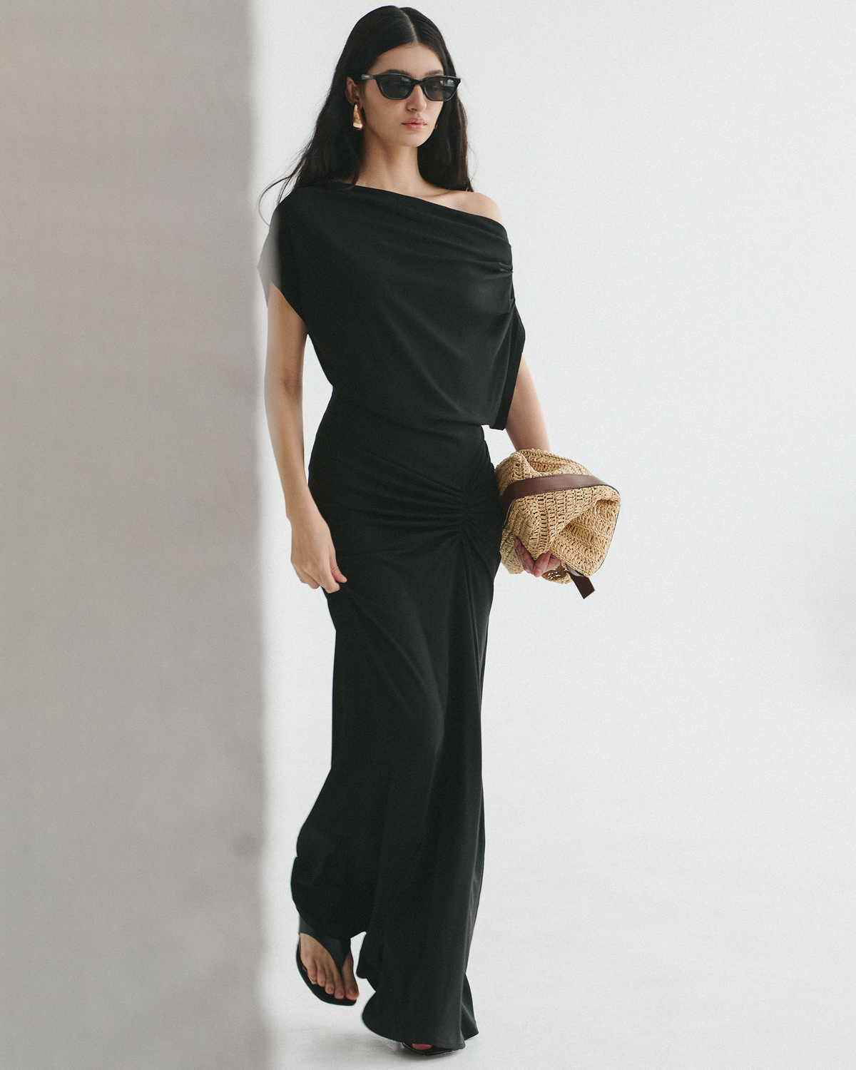 RUCHED DETAIL JERSEY DRESS