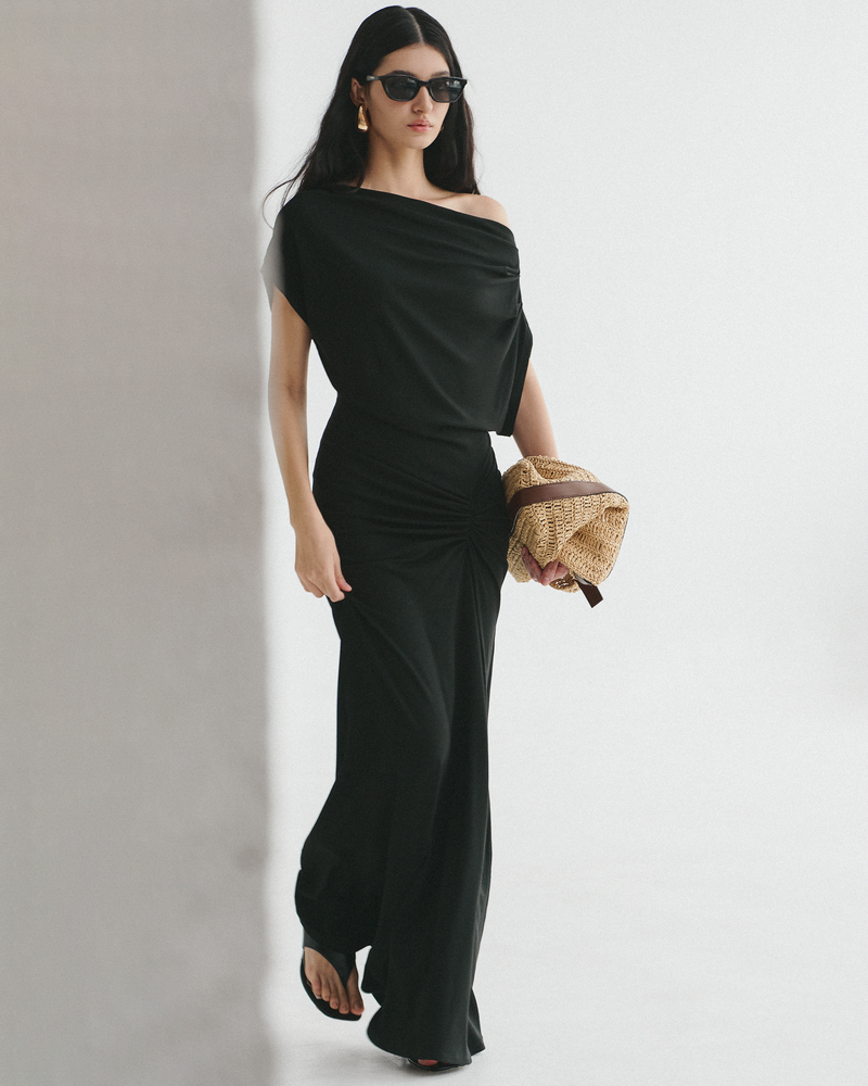 RUCHED DETAIL JERSEY DRESS
