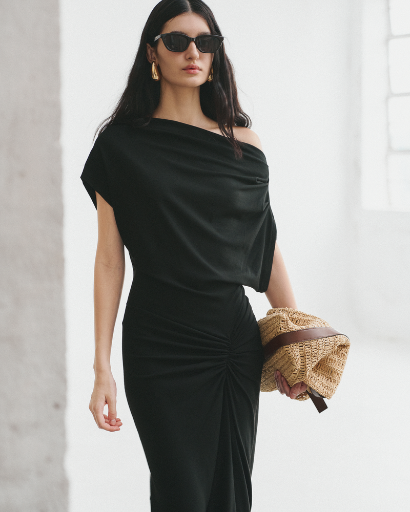 RUCHED DETAIL JERSEY DRESS