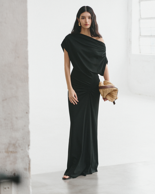 RUCHED DETAIL JERSEY DRESS
