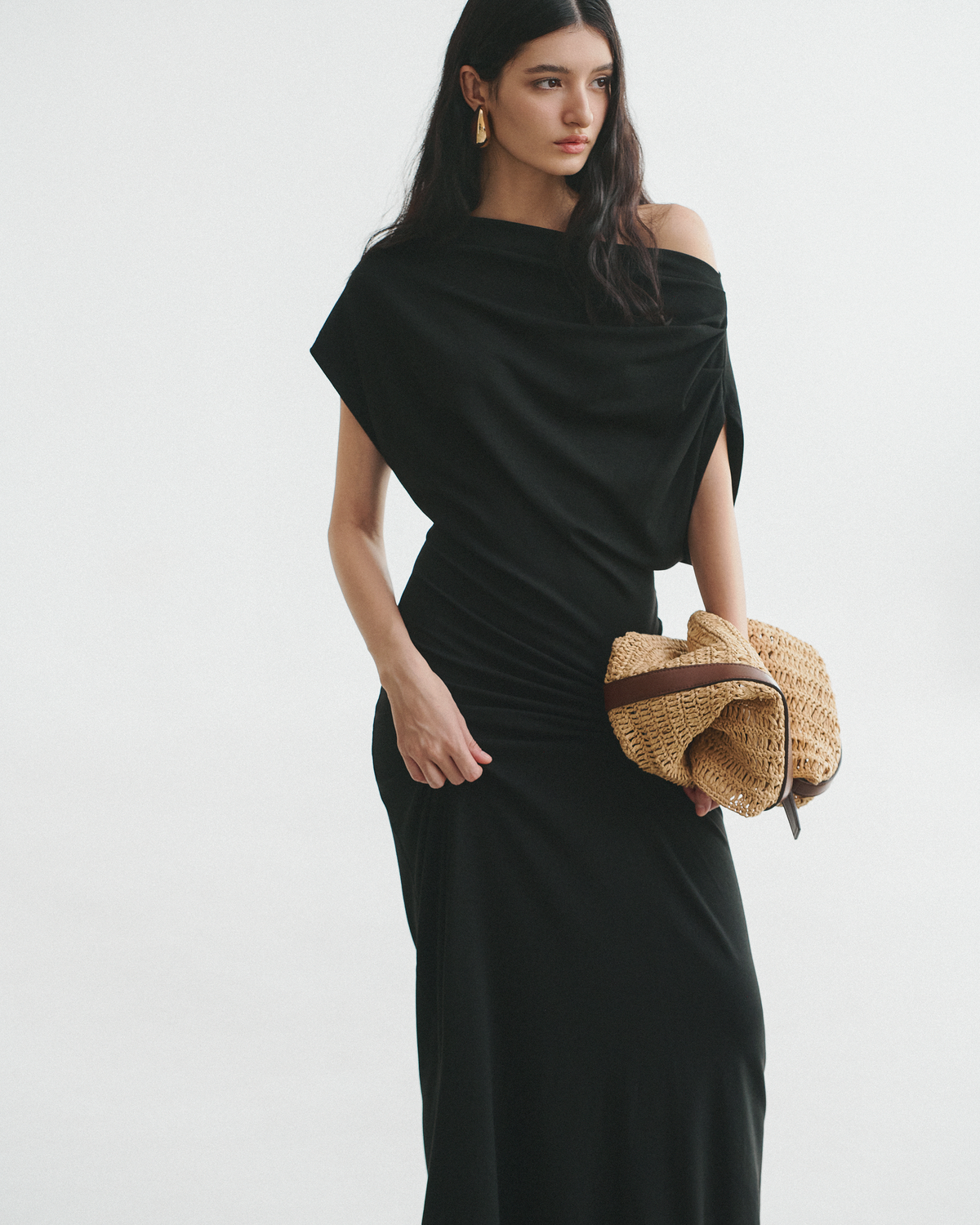 RUCHED DETAIL JERSEY DRESS