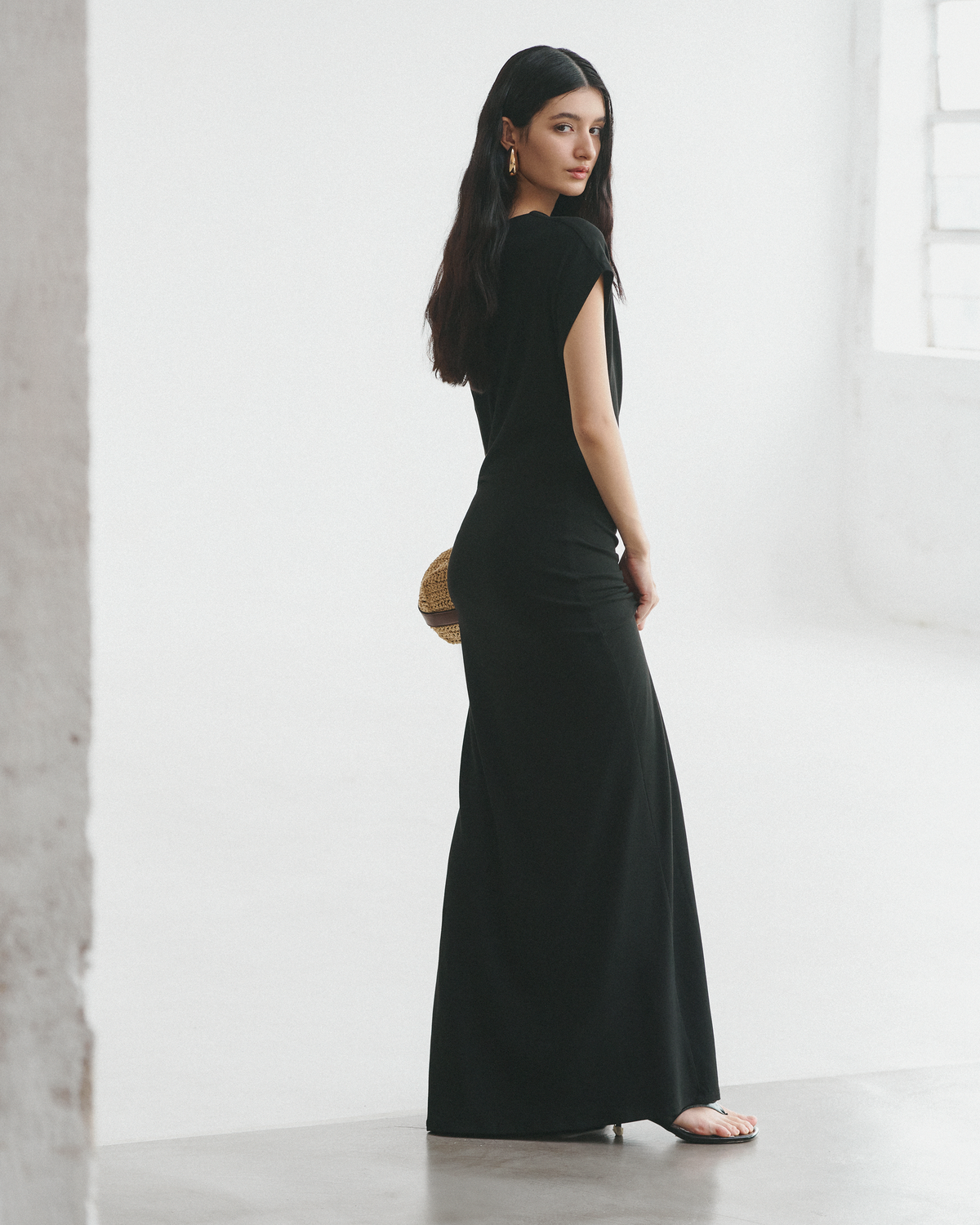 RUCHED DETAIL JERSEY DRESS