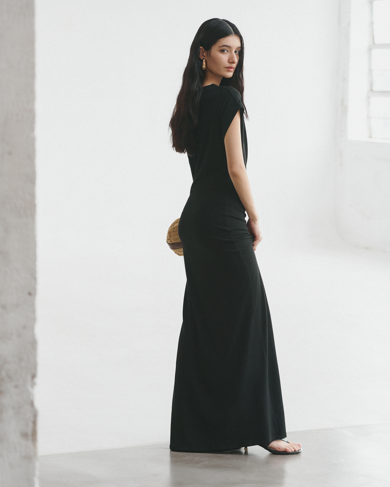 RUCHED DETAIL JERSEY DRESS