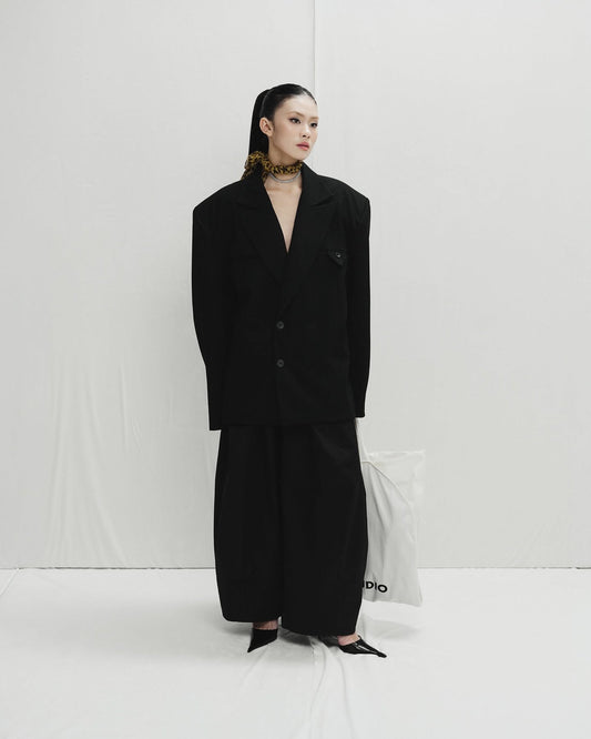 BLACK WIDESACK TROUSERS