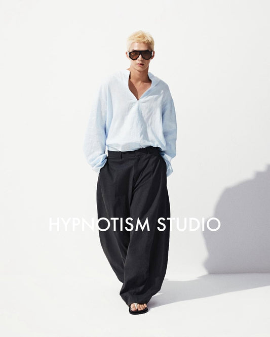 GREY WIDESACK TROUSERS