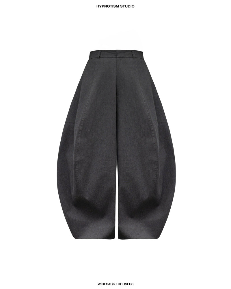 GREY WIDESACK TROUSERS
