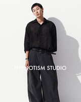 GREY WIDESACK TROUSERS