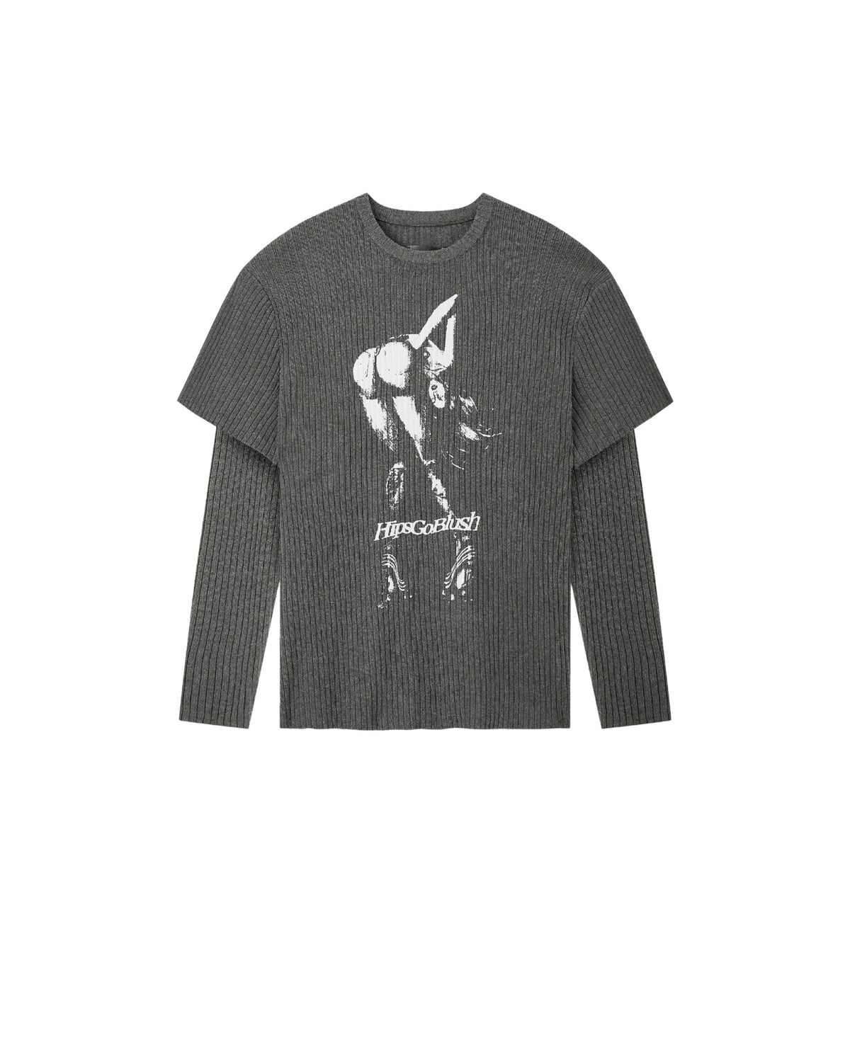 HIPSIDE DOUBLE SLEEVE KNIT TEE
