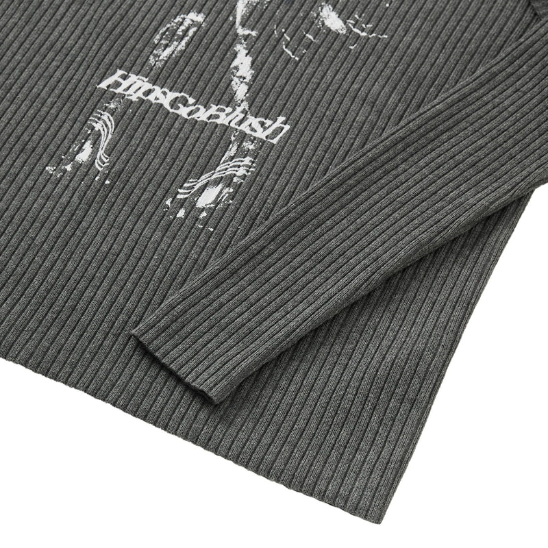 HIPSIDE DOUBLE SLEEVE KNIT TEE