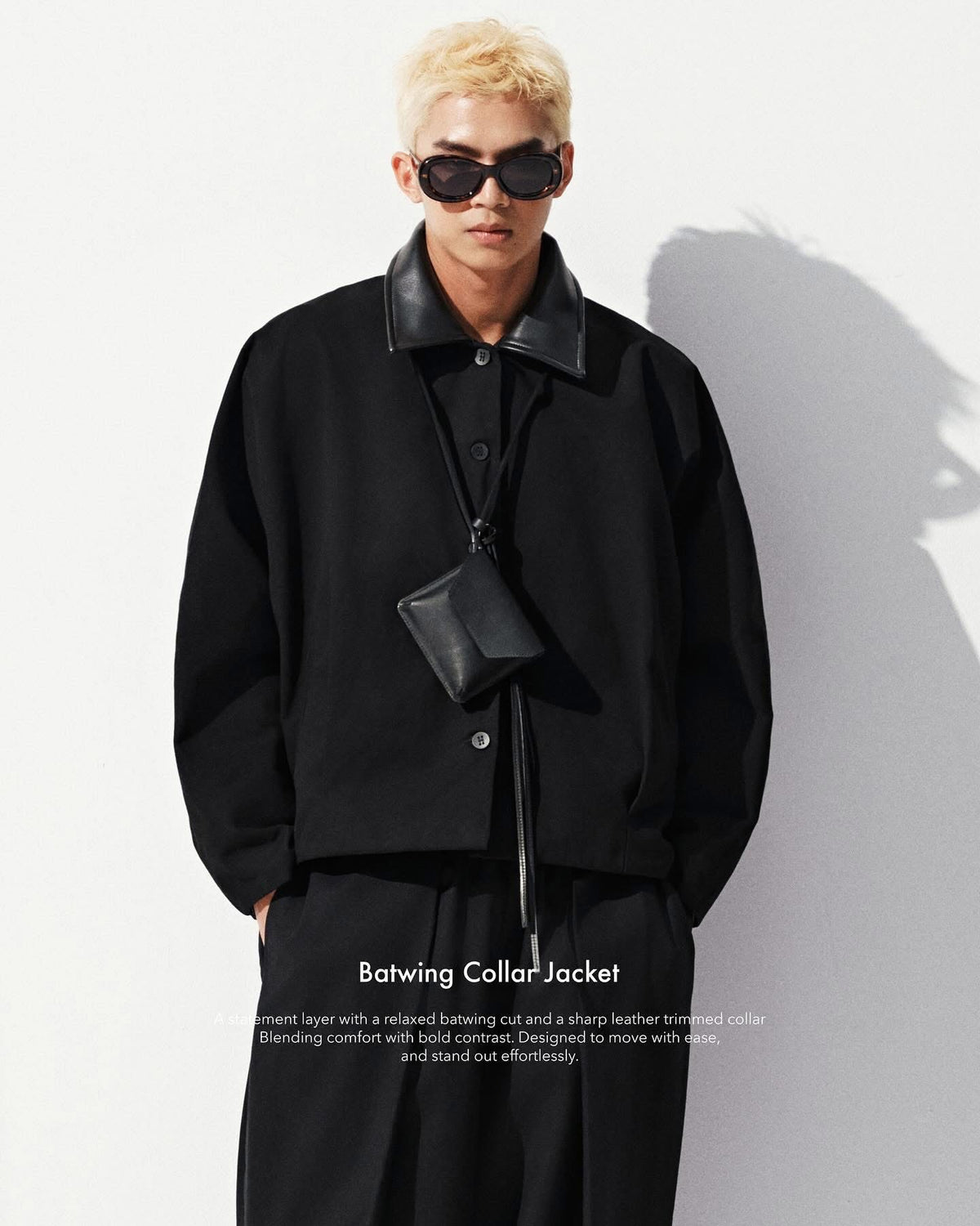 BLACK BATWING COLLAR JACKET