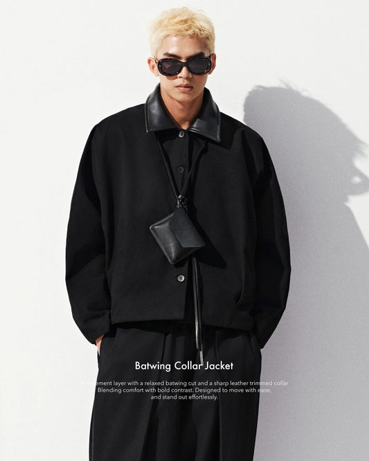 BLACK BATWING COLLAR JACKET