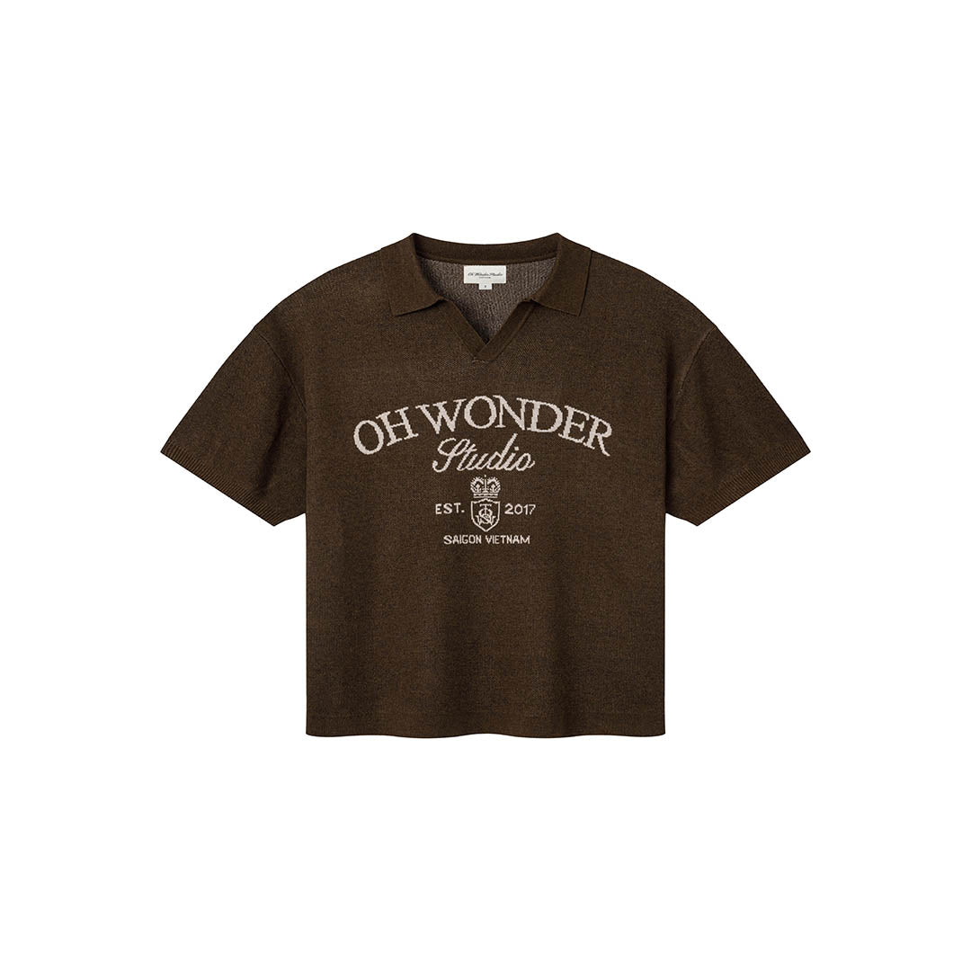 OWST COLLAR KNITTED TEE - BROWN 