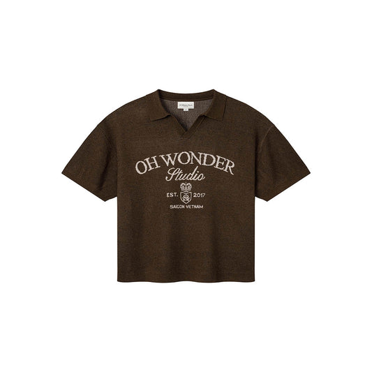 OWST COLLAR KNITTED TEE - BROWN 