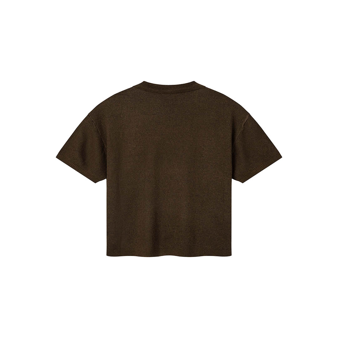 OWST COLLAR KNITTED TEE - BROWN 