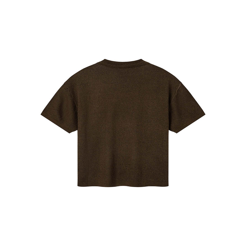 OWST COLLAR KNITTED TEE - BROWN 