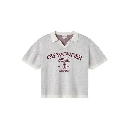 OWST COLLAR KNITTED TEE - CREAM