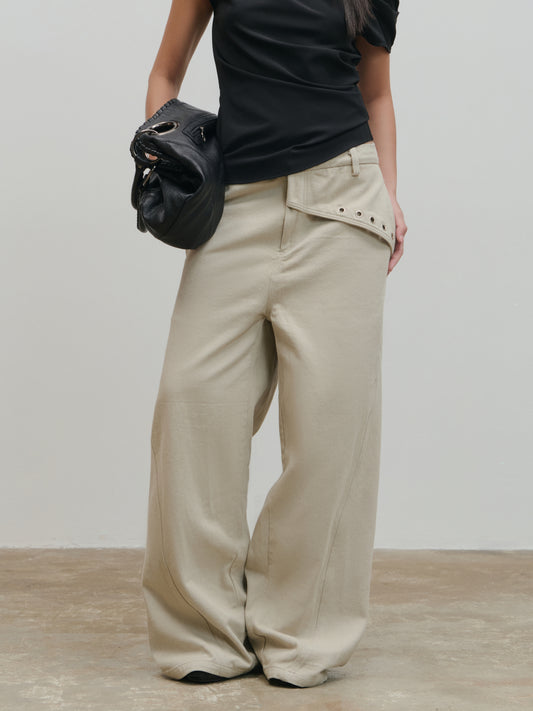 PANTS:02 - PANELED PANTS - BEIGE