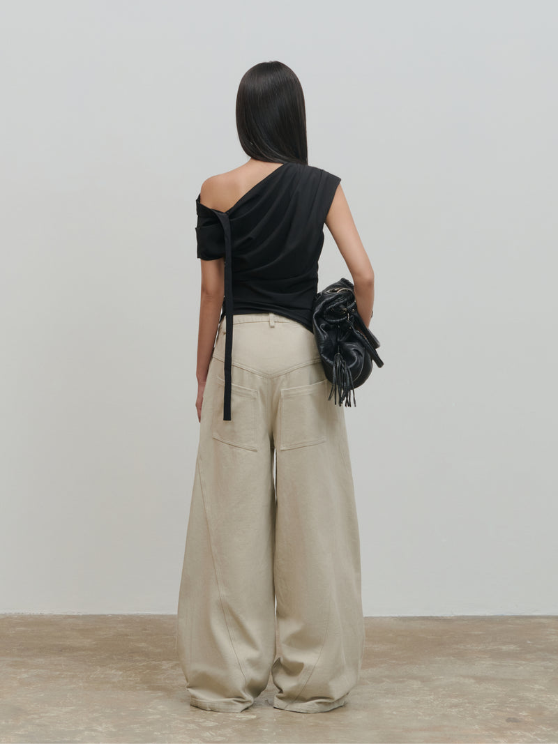 PANTS:02 - PANELED PANTS - BEIGE