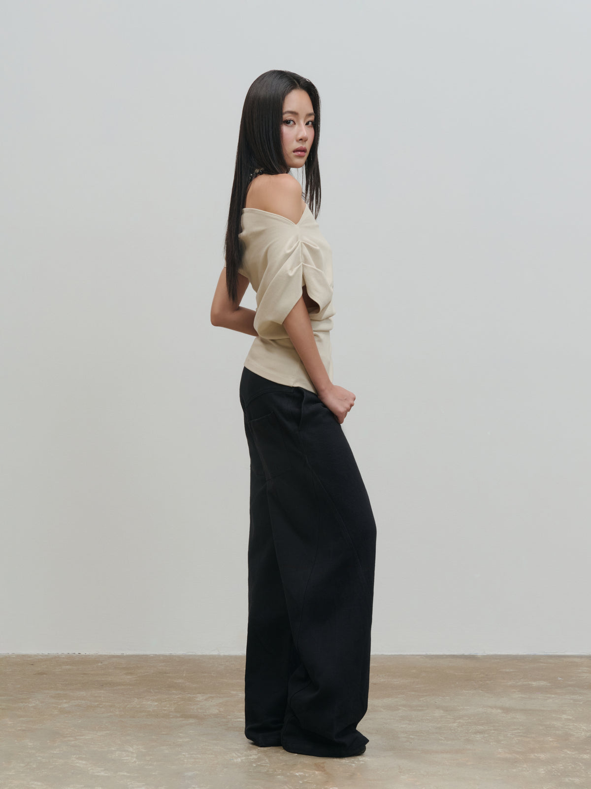PANTS:02 - PANELED PANTS - BLACK