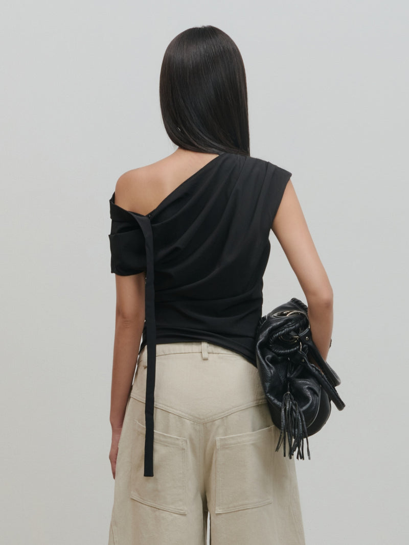 TOP:02 - DRAPE TOP - BLACK