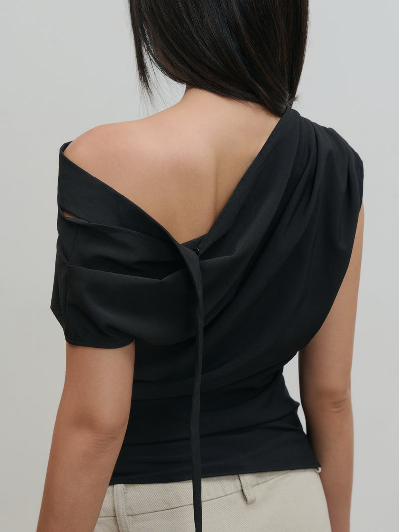 TOP:02 - DRAPE TOP - BLACK