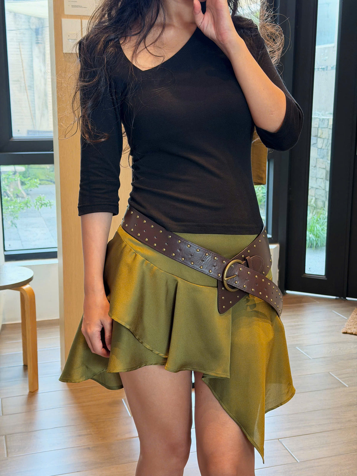 DU DUA SKIRT - SATIN - LIME GREEN
