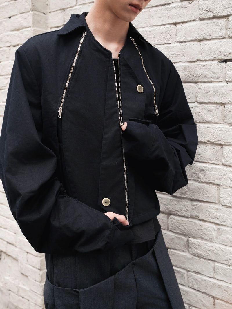 TRIPLE ZIP JACKET - BLACK