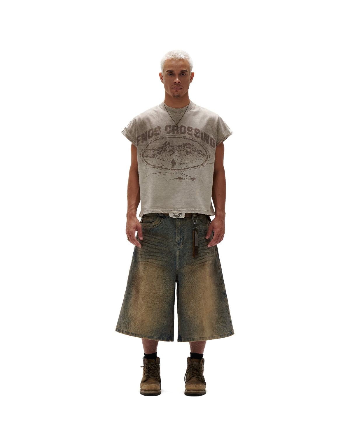 "FNOS CROSSING" -TBC8  WASHED BAT CUT - DIRTY BEIGE