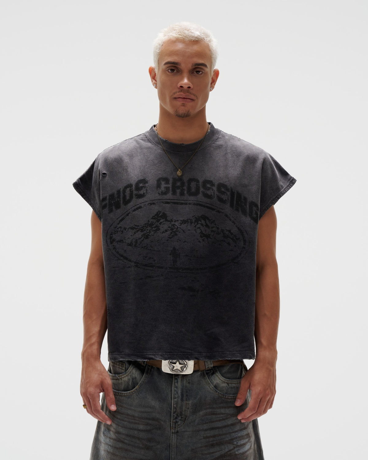 "FNOS CROSSING" - TBC7 WASHED BAT CUT - BLACK