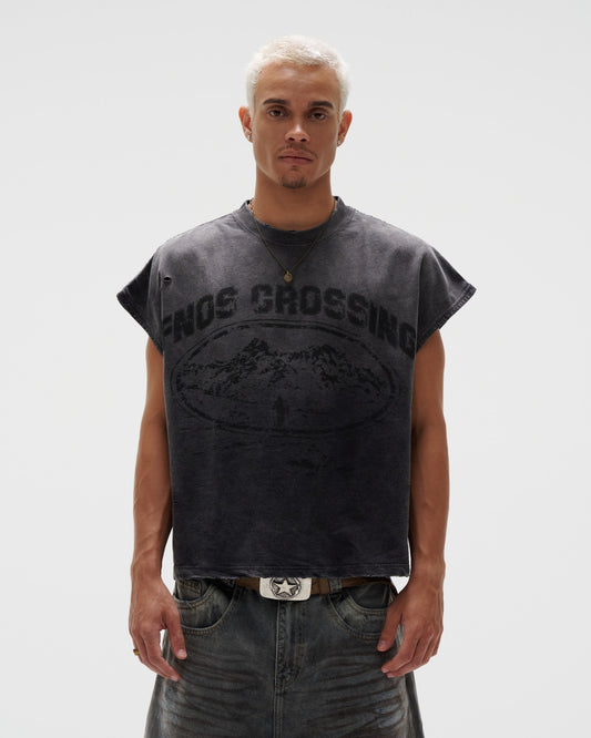 "FNOS CROSSING" - TBC7 WASHED BAT CUT - BLACK