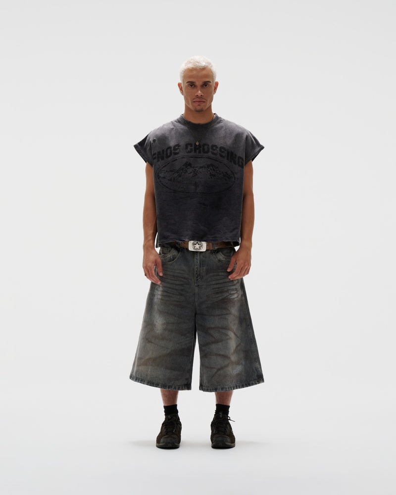 "FNOS CROSSING" - TBC7 WASHED BAT CUT - BLACK