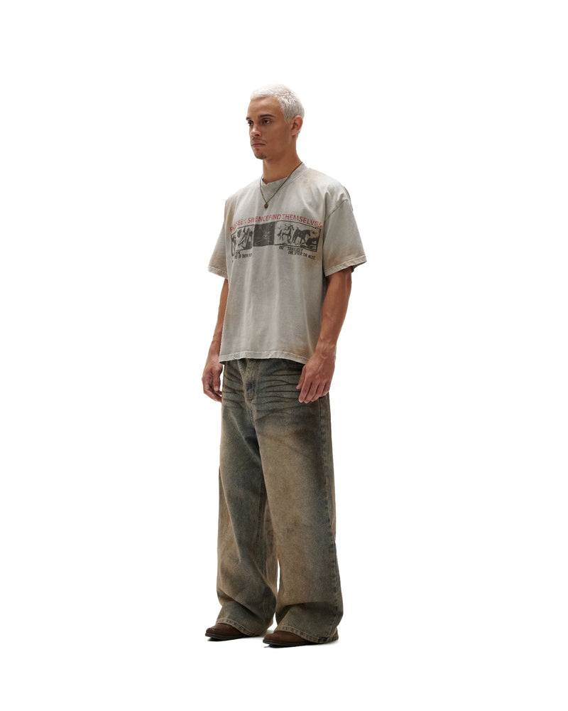 “FNOS” - TWG44 - WASHED PRINTED TEE – DUST IVORY