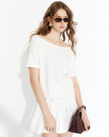 WHITE BOAT NECK JERSEY TOP