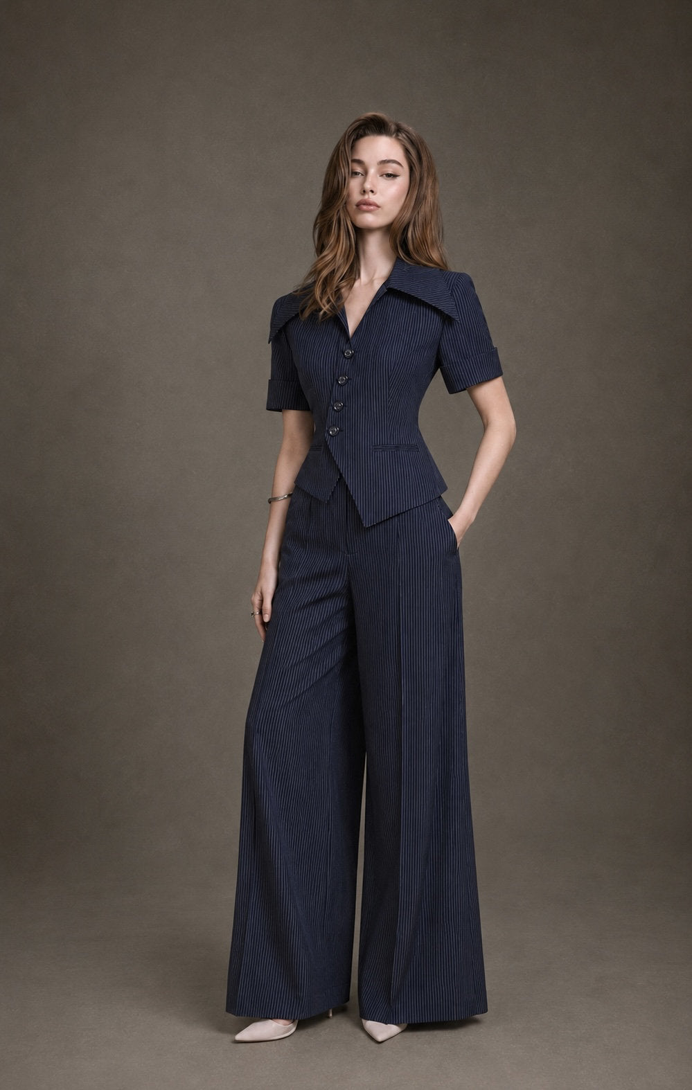 STRIPE WIDE-LEG PANTS