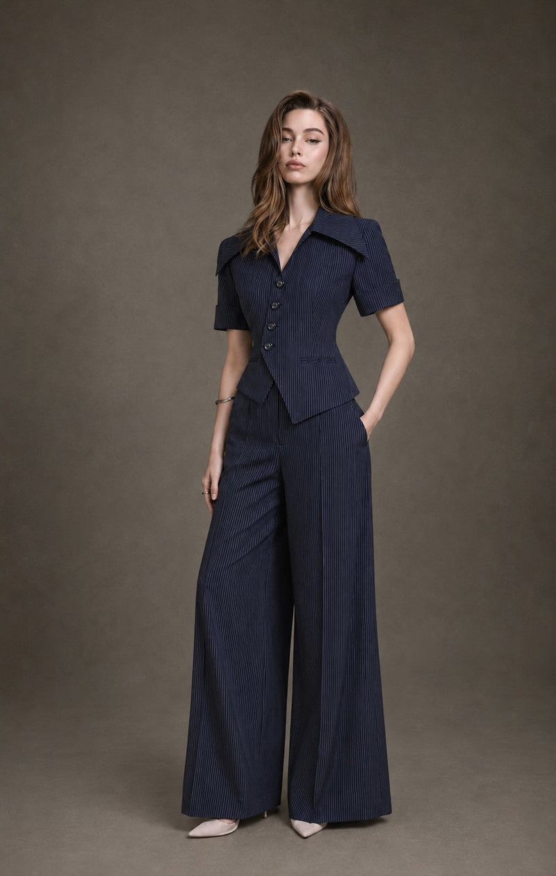 STRIPE WIDE-LEG PANTS