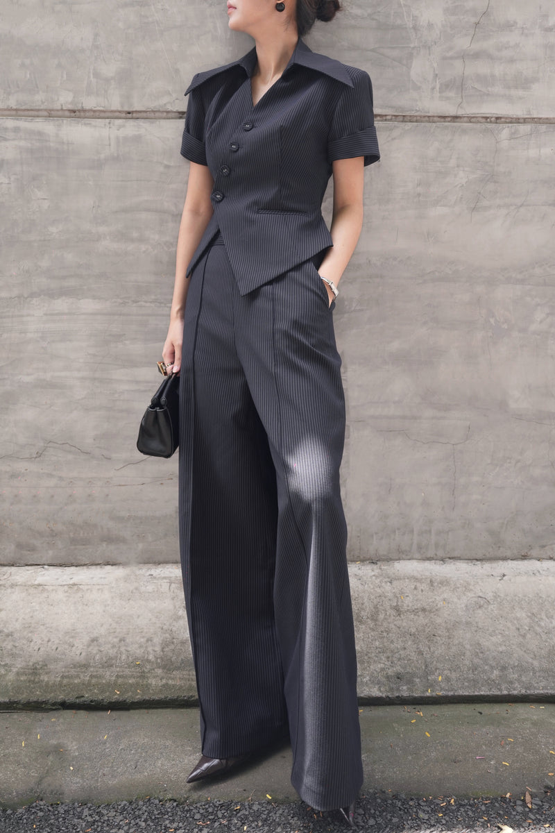 STRIPE WIDE-LEG PANTS