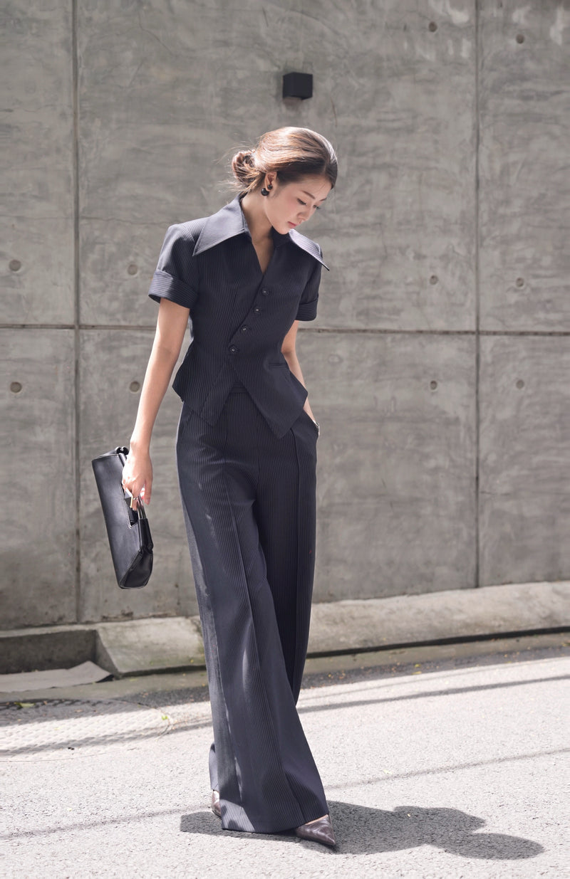 STRIPE WIDE-LEG PANTS